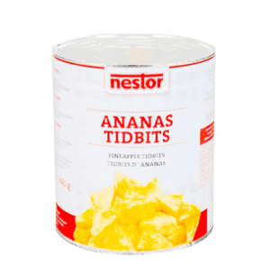 Bessee_artikelnr_3437 Ananasstukjes 567gr Nestor 6st
