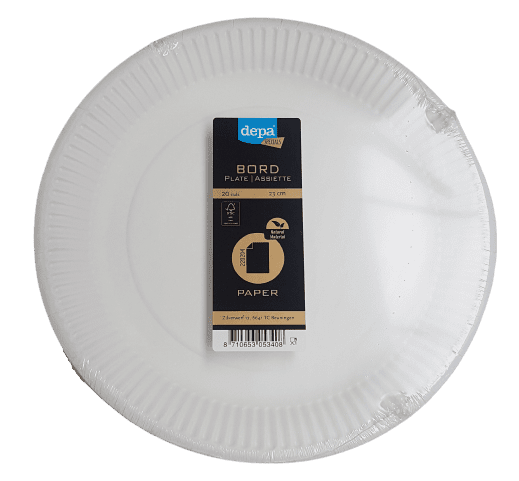 Bord wit karton 23cm FSC 20st
